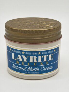 Layrite Deluxe Natural Matte Cream 4.25 Oz Medium Hold & Matte Finish Water Solu